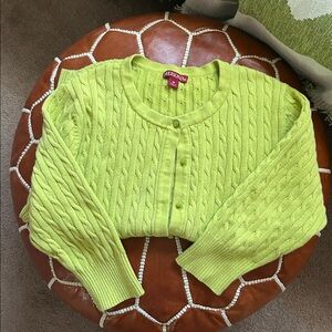 Merona 🍋 | Cable Knit Chartreuse Cardigan